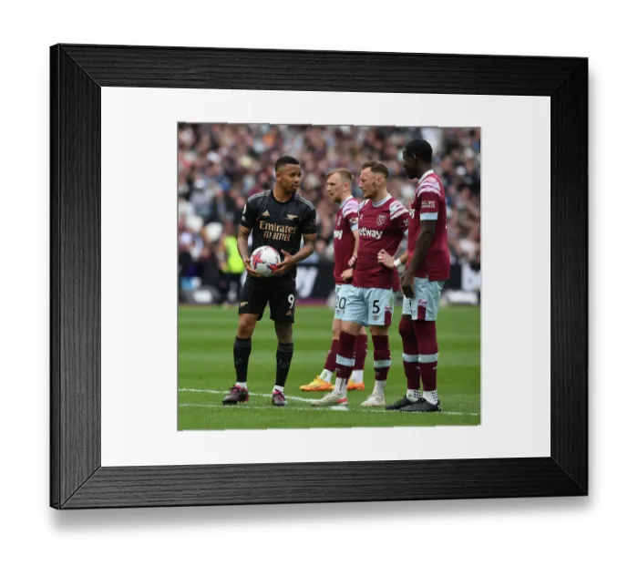 Framed Print : Gabriel Jesus Engages in Conversation with Vladimir Coufal and Kurt Zouma during West Ham United vs. Arsenal FC, Premier League 2022-23 Framed Print : Gabriel Jesus Engages in Conversation with Vladimir Coufal and Kurt Zouma during West Ham United vs. Arsenal FC, Premier League 2022-23