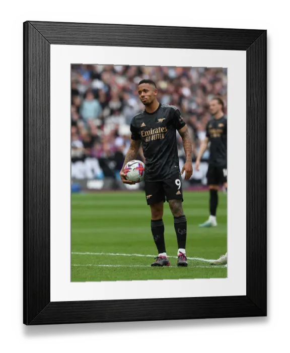 Framed Print : Gabriel Jesus in Action: Arsenal's Exciting Battle against West Ham United, Premier League 2022-23