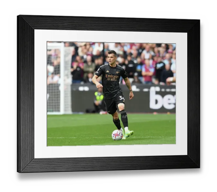 Framed Print : Granit Xhaka in Action: Arsenal vs. West Ham United, Premier League 2022-23