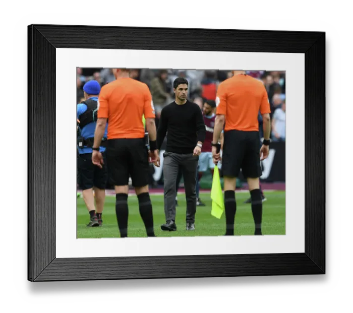 Framed Print : Mikel Arteta Reacts After Arsenal's Win Against West Ham United in Premier League