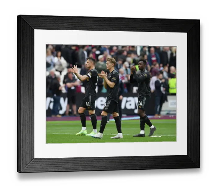 Framed Print : Arsenal Players Acknowledge Fans after West Ham United Match, Granit Xhaka, Martin Odegaard, Eddie Nketiah (April 2023) Framed Print : Arsenal Players Acknowledge Fans after West Ham United Match, Granit Xhaka, Martin Odegaard, Eddie Nketiah (April 2023)