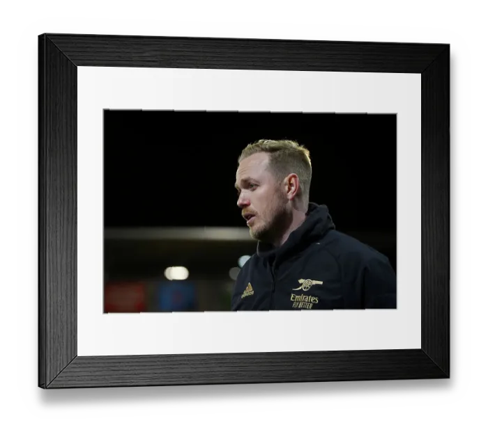 Framed Print : Post-Match Interview: Arsenal Women's Coach Jonas Eidevall (FA WSL: Manchester United vs Arsenal, 2022-23)