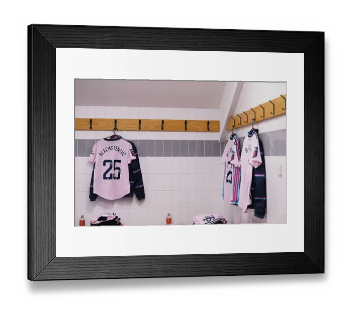 Framed Print : Arsenal Women's Squad Preparation: Stina Blackstenius's Jersey in Manchester United Clash (Manchester United Women vs Arsenal Women, FA Women's Super League, 2022-23)