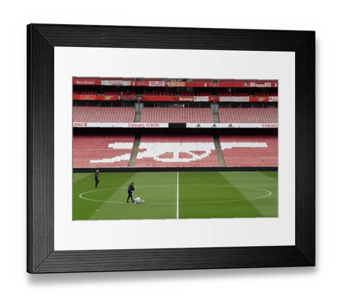 Framed Print : Preparing the Turf: Arsenal vs Southampton at Emirates Stadium (2022-23)