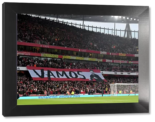 Arsenal Fans Unite: Vamos Banner at Emirates Stadium During Arsenal v Southampton Match, 2022-23