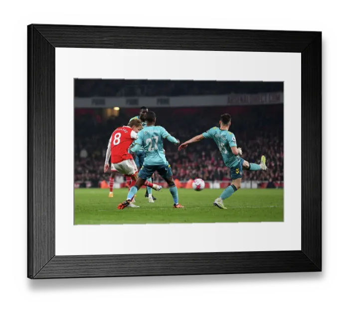 Framed Print : Arsenal's Martin Odegaard Scores Second Goal Against Southampton in 2022-23 Premier League Framed Print : Arsenal's Martin Odegaard Scores Second Goal Against Southampton in 2022-23 Premier League