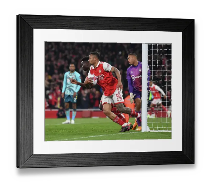 Framed Print : Arsenal's Dominance: Gabriel Jesus Scores Third Goal Against Southampton in Premier League Showdown (2022-23)