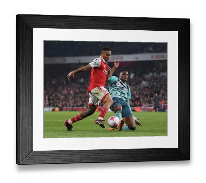 Framed Print : Intense Clash: Gabriel Jesus vs. Bella-Kotchap in the Premier League Showdown between Arsenal and Southampton Framed Print : Intense Clash: Gabriel Jesus vs. Bella-Kotchap in the Premier League Showdown between Arsenal and Southampton