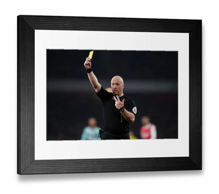 Framed Print : Arsenal vs. Southampton: Simon Hooper Shows Yellow Card in Intense Premier League Clash (2022-23)