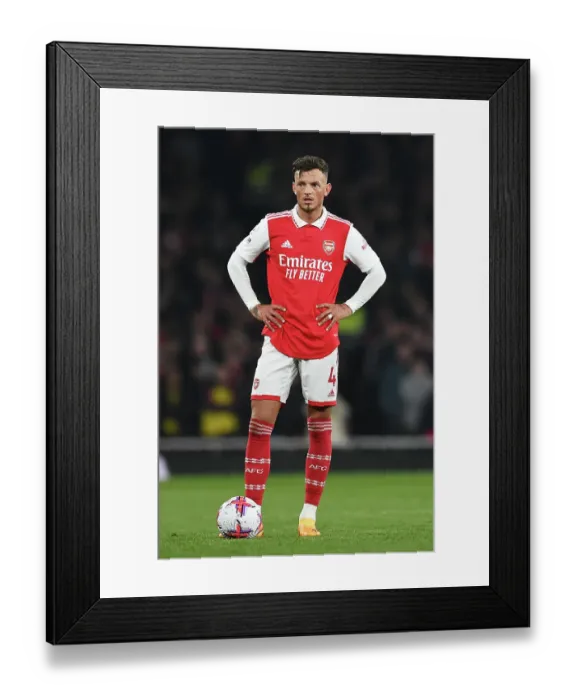 Framed Print : Arsenal vs Southampton: Ben White's Intense Focus at Emirates Stadium (Premier League 2022-23)