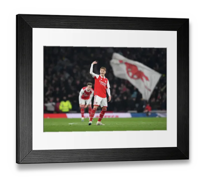 Framed Print : Arsenal's Martin Odegaard Celebrates at Emirates Stadium: Arsenal FC vs Southampton FC, Premier League 2022-23