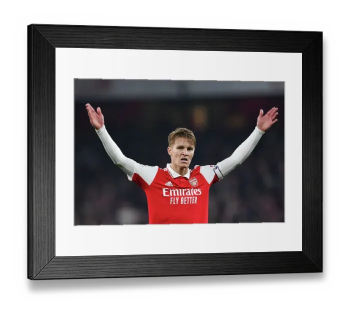 Framed Print : Arsenal's Martin Odegaard Reacts During Arsenal vs. Southampton Premier League Clash (2022-23)