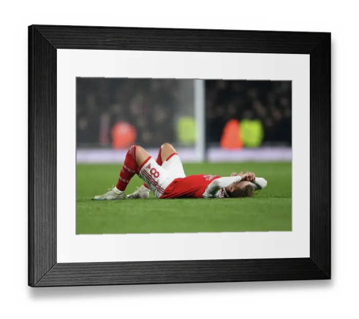 Framed Print : Martin Odegaard's Emotional Reaction: Arsenal FC vs Southampton FC, Premier League 2022-23