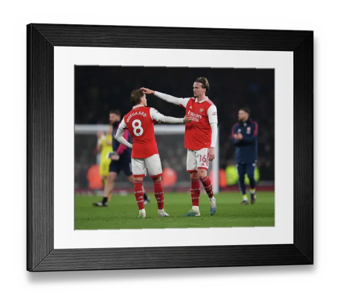 Framed Print : Arsenal's Draw with Southampton: Martin Odegaard and Rob Holding Share a Moment Framed Print : Arsenal's Draw with Southampton: Martin Odegaard and Rob Holding Share a Moment