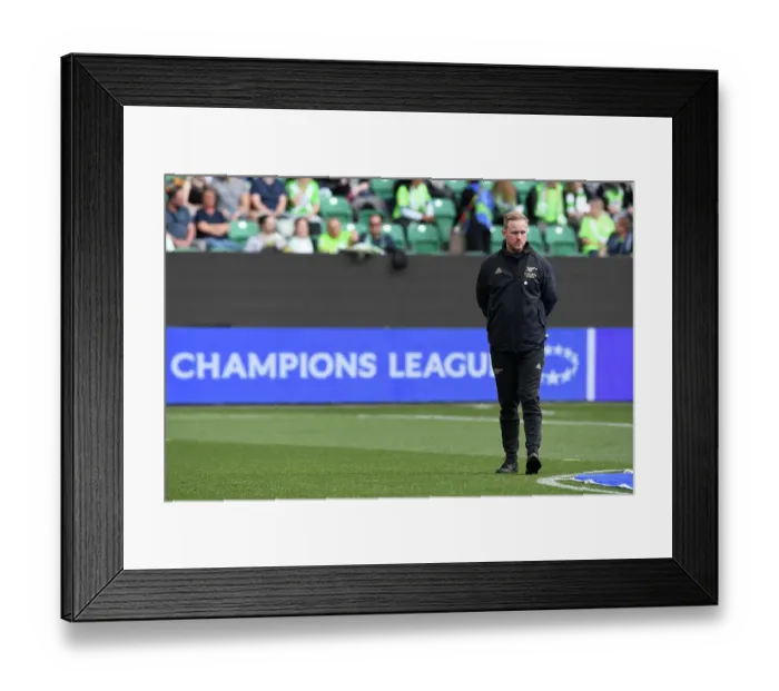 Framed Print : Jonas Eidevall and Arsenal Women Battle in UEFA Champions League Semi-Finals against VfL Wolfsburg (2022-23)