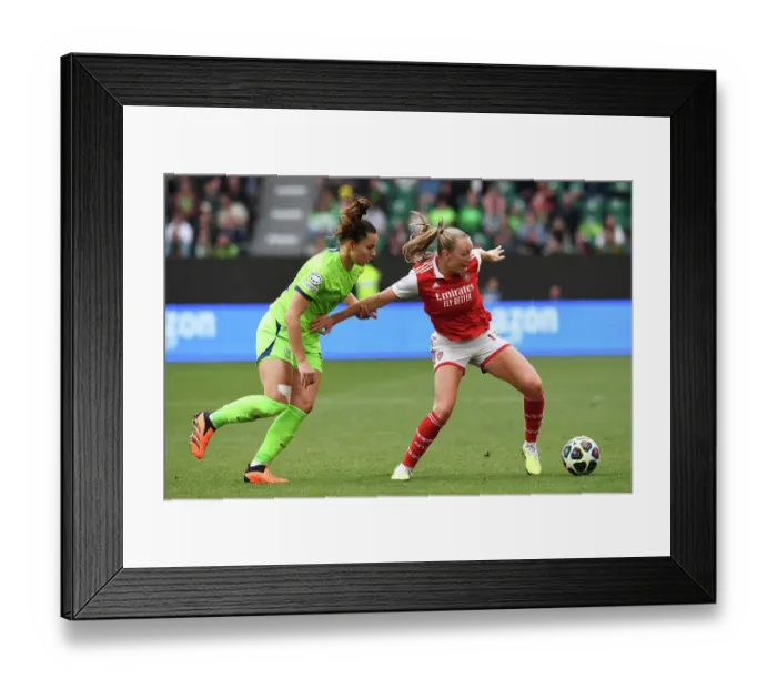 Framed Print : Arsenal vs. VfL Wolfsburg: A Battle for the UEFA Women's Champions League Semi-Finals