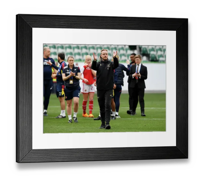 Framed Print : Arsenal Women's Team Advance to UEFA Champions League Final: Jonas Eidevall Celebrates Semi-Final Victory over VfL Wolfsburg Framed Print : Arsenal Women's Team Advance to UEFA Champions League Final: Jonas Eidevall Celebrates Semi-Final Victory over VfL Wolfsburg