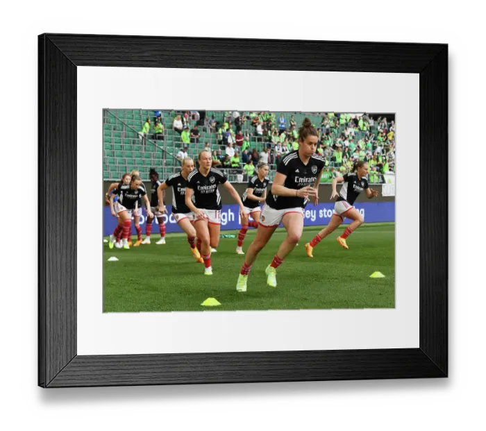 Framed Print : Arsenal Women's Squad Prepares for UEFA Champions League Semi-Final Showdown against VfL Wolfsburg