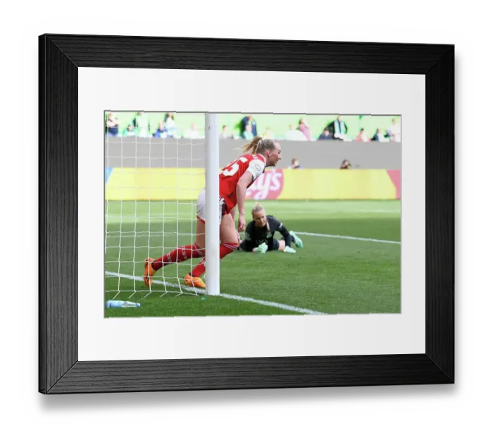 Framed Print : Arsenal Women's Champions League Semi-Final: Stina Blackstenius Scores Second Goal Against VfL Wolfsburg