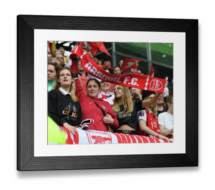Framed Print : Arsenal Fans at VfL Wolfsburg Semifinal: UEFA Women's Champions League 2022-23 Framed Print : Arsenal Fans at VfL Wolfsburg Semifinal: UEFA Women's Champions League 2022-23