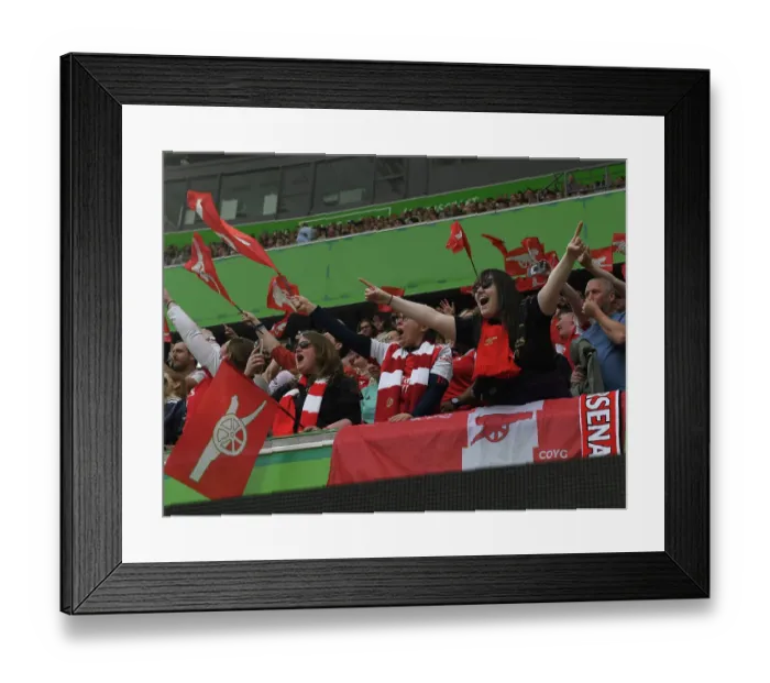 Framed Print : Arsenal FC: Passionate Fans Unwavering Support at the 2022-23 UEFA Women's Champions League Semifinal vs. VfL Wolfsburg