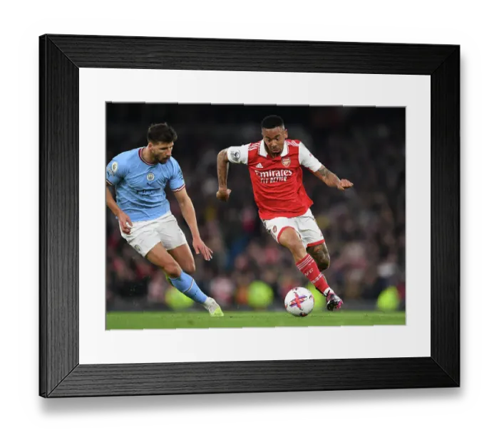 Framed Print : Gabriel Jesus vs Ruben Dias: Battle at the Etihad - Manchester City vs Arsenal FC, Premier League 2022-23