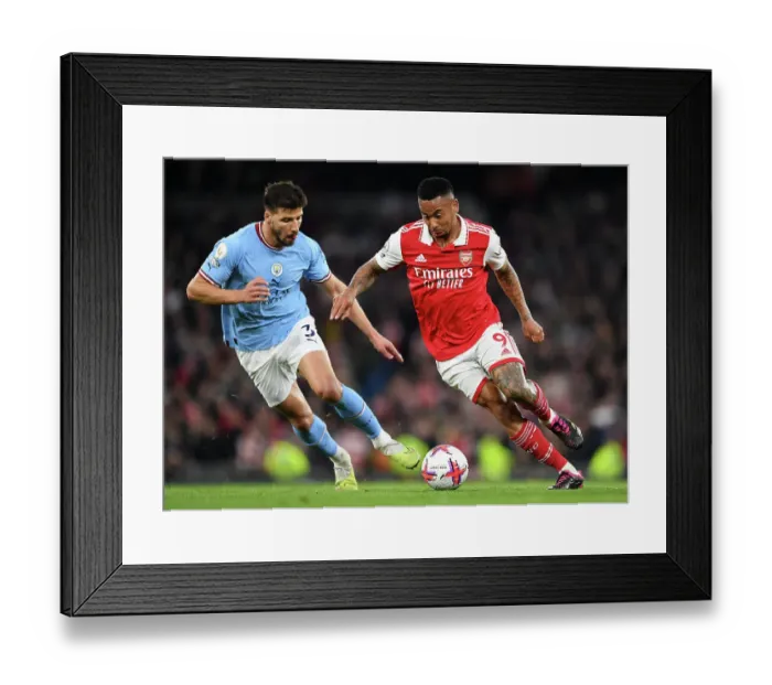 Framed Print : Clash of Titans: Ruben Dias vs. Gabriel Jesus - Manchester City vs. Arsenal, Premier League 2022-23 Framed Print : Clash of Titans: Ruben Dias vs. Gabriel Jesus - Manchester City vs. Arsenal, Premier League 2022-23