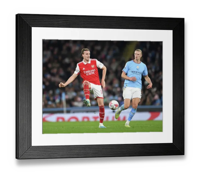 Framed Print : Manchester City vs Arsenal: Haaland Shuts Down Holding in Intense Premier League Clash (2022-23)