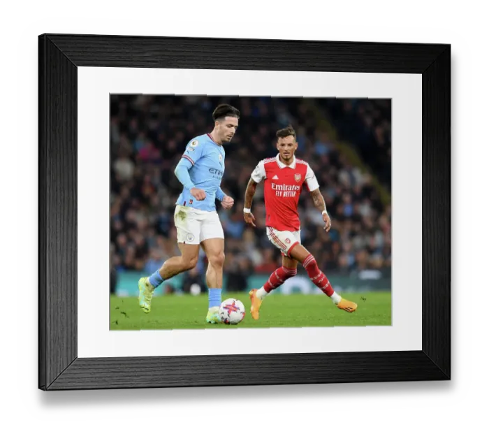 Framed Print : Clash of Titans: Jack Grealish vs Ben White - Manchester City vs Arsenal FC, Premier League 2022-23 Framed Print : Clash of Titans: Jack Grealish vs Ben White - Manchester City vs Arsenal FC, Premier League 2022-23