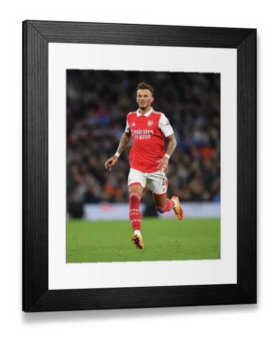 Framed Print : Arsenal's Ben White Faces Manchester City in Premier League Showdown (2022-23) Framed Print : Arsenal's Ben White Faces Manchester City in Premier League Showdown (2022-23)