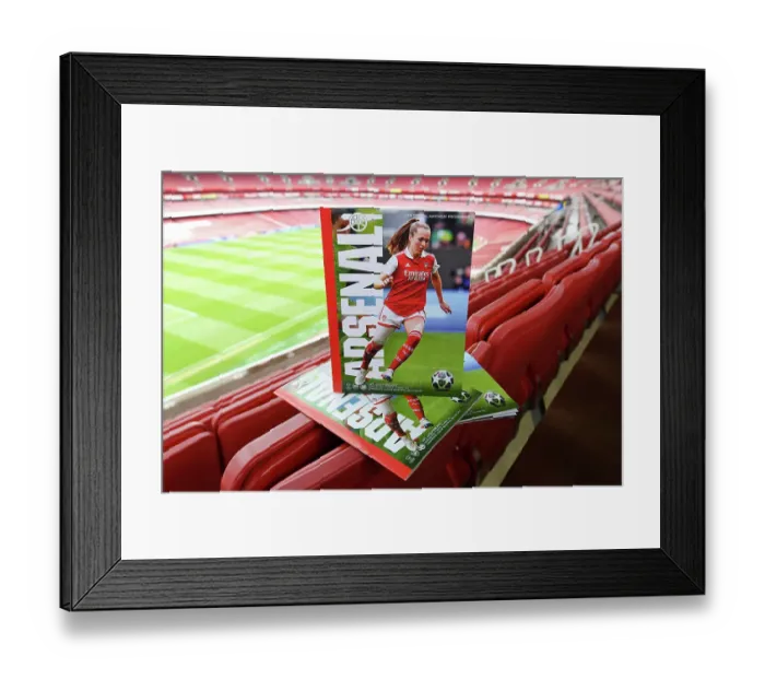Framed Print : Arsenal Women vs. VfL Wolfsburg: UEFA Champions League Semifinal at Emirates Stadium (2022-23)