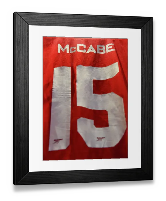 Framed Print : Arsenal Women's Dressing Room: Katie McCabe's Shirt Before Arsenal v VfL Wolfsburg Semifinal