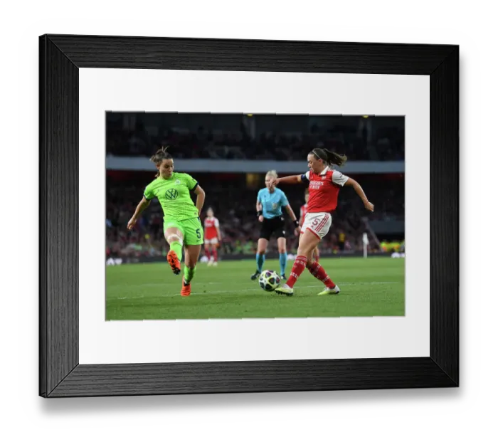 Framed Print : Arsenal vs. VfL Wolfsburg: A Tense Moment in the UEFA Women's Champions League Semifinal (2022-23) Framed Print : Arsenal vs. VfL Wolfsburg: A Tense Moment in the UEFA Women's Champions League Semifinal (2022-23)