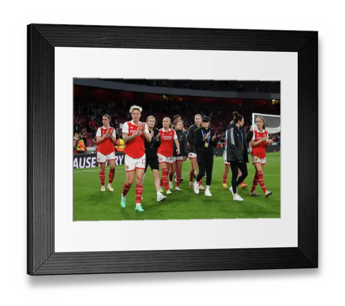 Framed Print : Arsenal Women Bid Farewell to UEFA Champions League after Semifinal Defeat vs. VfL Wolfsburg