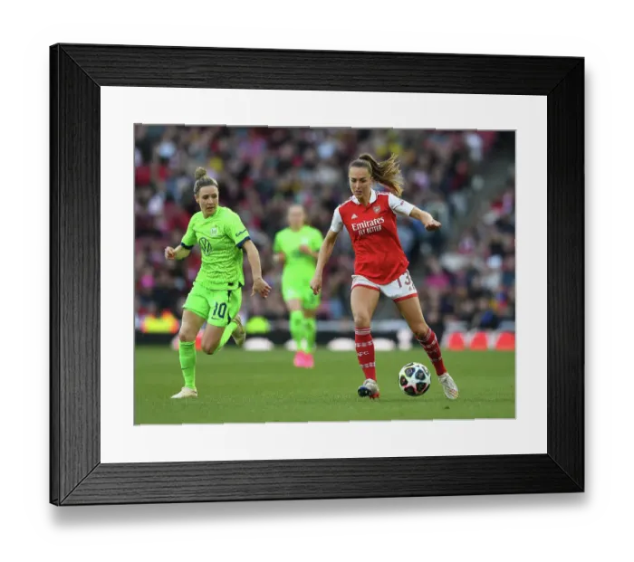 Framed Print : Arsenal vs. VfL Wolfsburg: A Battle in the UEFA Women's Champions League Semifinals