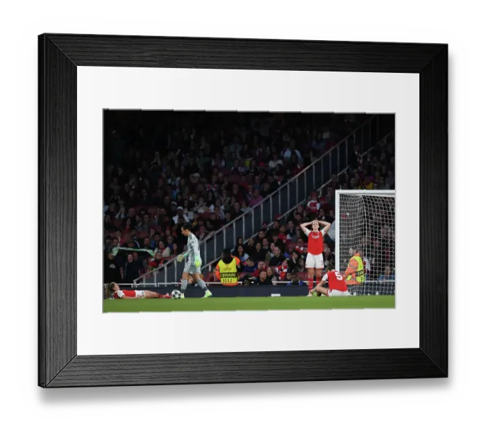Framed Print : Arsenal Women's Agony: Lotte Wubben-Moy's Heartbreak in Champions League Semifinal Defeat to VfL Wolfsburg