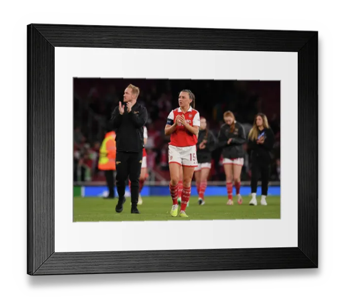 Framed Print : Arsenal Women's Champions League Triumph: Katie McCabe Celebrates Semifinal Victory