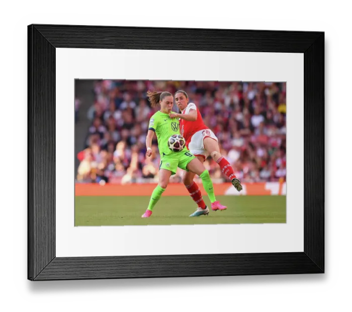 Framed Print : Arsenal vs. VfL Wolfsburg: Tense Semifinal Clash in UEFA Women's Champions League