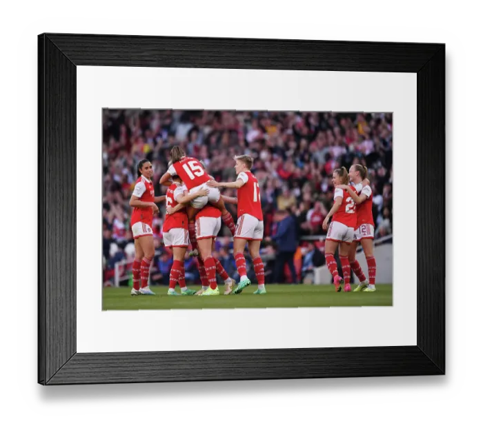 Framed Print : Arsenal Women Celebrate Second Goal Against VfL Wolfsburg in UEFA Champions League Semifinal Framed Print : Arsenal Women Celebrate Second Goal Against VfL Wolfsburg in UEFA Champions League Semifinal
