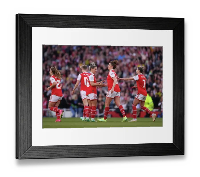 Framed Print : Arsenal Women's Champions League Triumph: Beattie's Brace Secures Semi-Final Victory