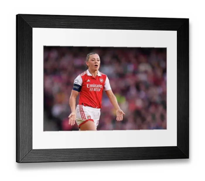 Framed Print : Arsenal's Katie McCabe Connects with Supporters Amidst Tension in Champions League Semifinal vs VfL Wolfsburg Framed Print : Arsenal's Katie McCabe Connects with Supporters Amidst Tension in Champions League Semifinal vs VfL Wolfsburg