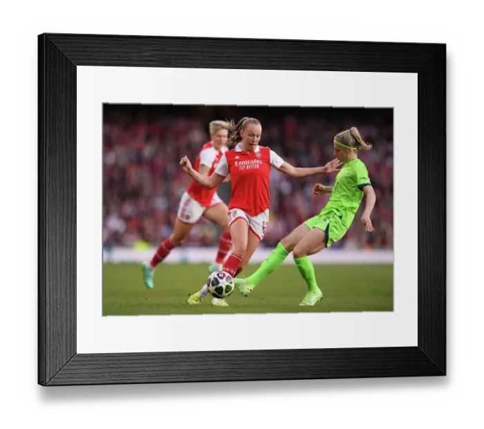 Framed Print : Arsenal vs. VfL Wolfsburg: A Battle for Champions League Final Spot - Women's Semifinal Showdown Framed Print : Arsenal vs. VfL Wolfsburg: A Battle for Champions League Final Spot - Women's Semifinal Showdown