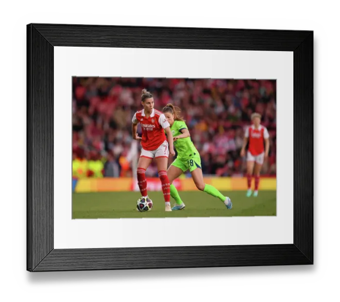 Framed Print : Arsenal Women vs. VfL Wolfsburg: A Tense UEFA Champions League Semifinal (2022-23)