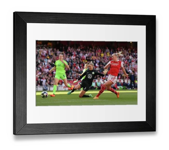 Framed Print : Arsenal Women vs VfL Wolfsburg: Stina Blackstenius Scores in UEFA Women's Champions League Semifinal