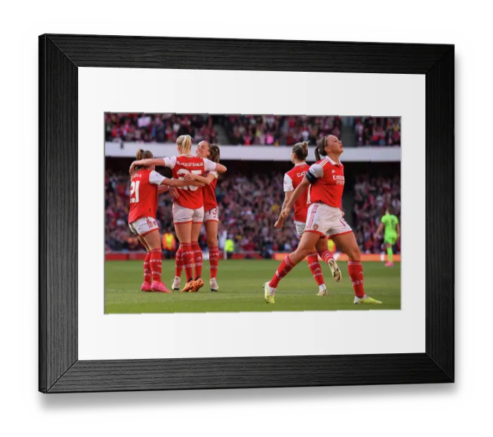 Framed Print : Arsenal Women's Historic European Victory: Stina Blackstenius Scores the First Goal in Champions League Semifinal Against VfL Wolfsburg Framed Print : Arsenal Women's Historic European Victory: Stina Blackstenius Scores the First Goal in Champions League Semifinal Against VfL Wolfsburg
