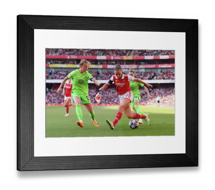 Framed Print : Arsenal Women vs. VfL Wolfsburg: A Tense UEFA Champions League Semifinal (2022-23)