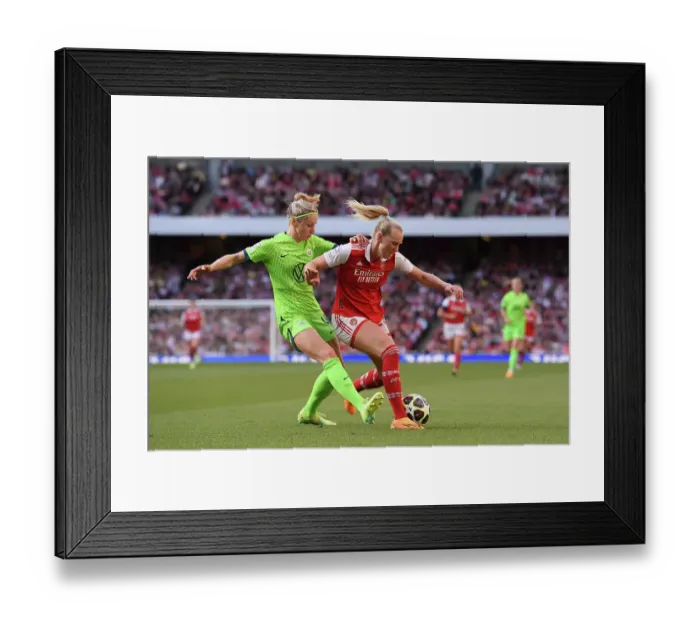 Framed Print : Arsenal vs. VfL Wolfsburg: A Battle for UEFA Women's Champions League Semifinal Victory