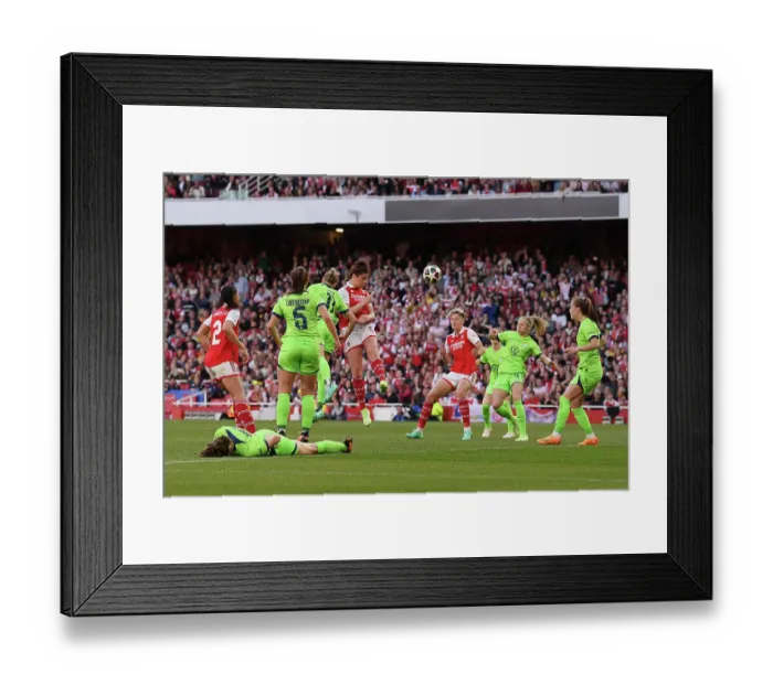 Framed Print : Arsenal Women's Champions League Triumph: Beattie's Decisive Goal vs. VfL Wolfsburg (2022-23)