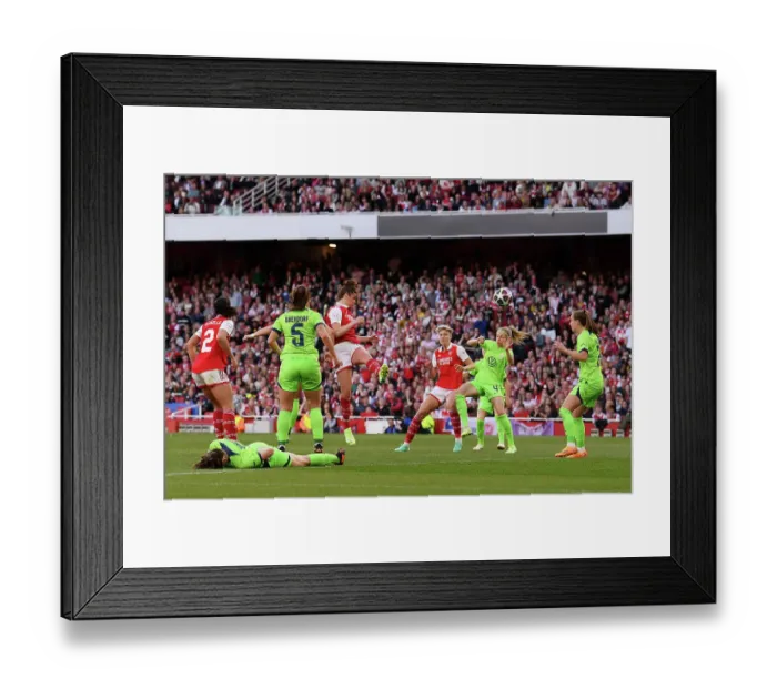 Framed Print : Arsenal Women's Historic Champions League Victory: Beattie's Decisive Goal vs. VfL Wolfsburg (2022-23) Framed Print : Arsenal Women's Historic Champions League Victory: Beattie's Decisive Goal vs. VfL Wolfsburg (2022-23)