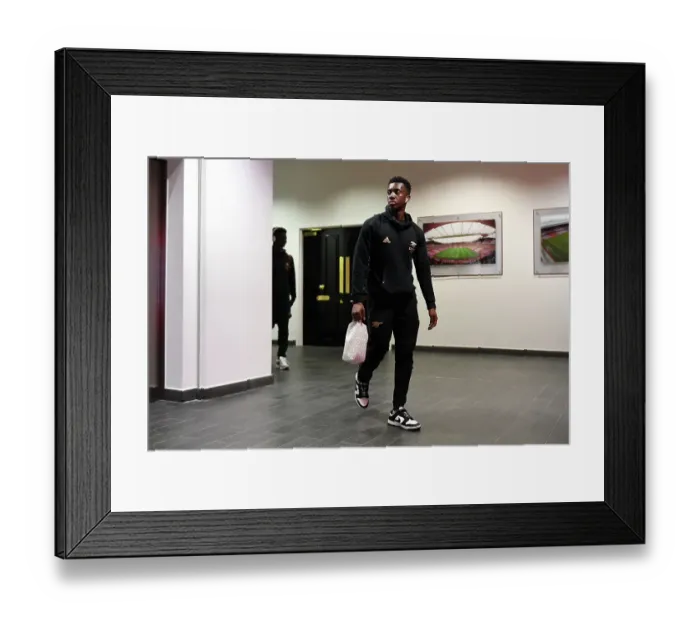 Framed Print : Arsenal's Eddie Nketiah Arrives at Emirates Stadium Ahead of Arsenal v Chelsea Clash (2022-23)